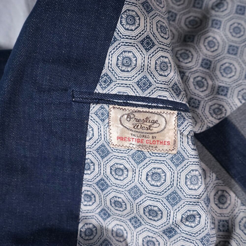 Prestige West Denim 2 Piece Suit Vintage Cowboy Western Set Fits 46R 39x32 Rare - Picture 10 of 13